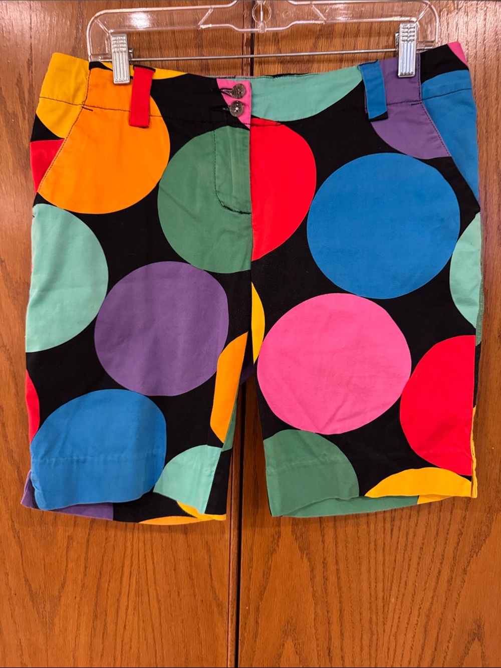 Loudmouth Ladies Size 6 Multicolor Polka Dot Golf Shorts 10" Inseam Cotton Blend